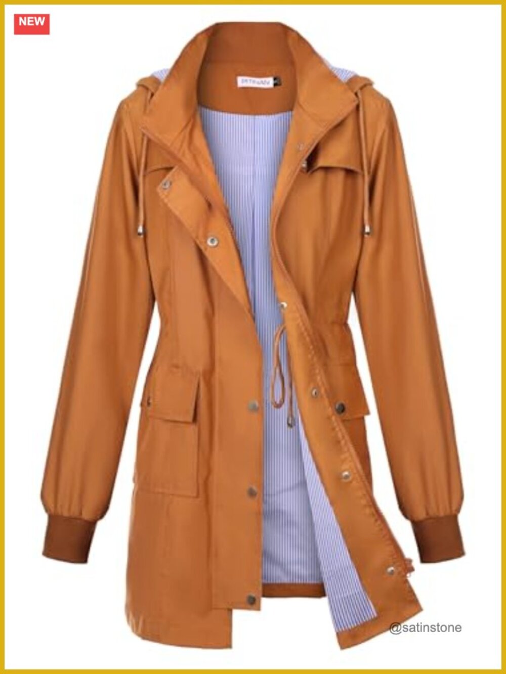 Women's Waterproof Raincoat Hooded Windbreaker Long Sleeve